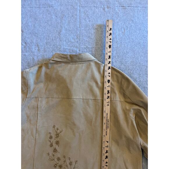 Coldwater Creek Suede Leather Jacket Women's XL Cream Embroidered Snap Button - Picture 13 of 16